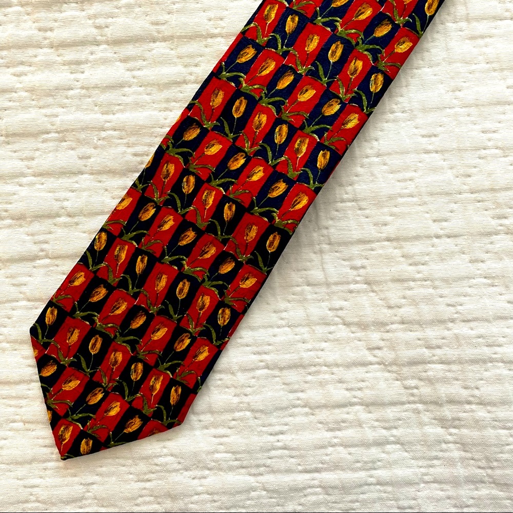 Ermenegildo Zegna Tulip Motif Tie Red Yellow Blue - image 4